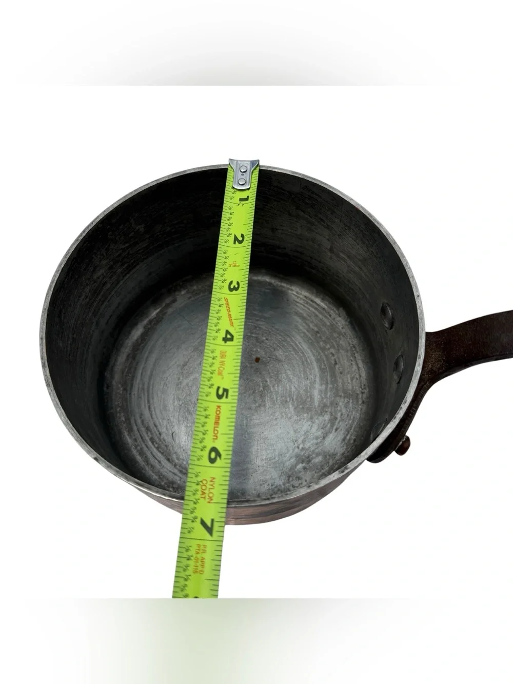 Vintage French Hammered Copper Saucepan Lid Cast Iron Handle Made France 6.5”